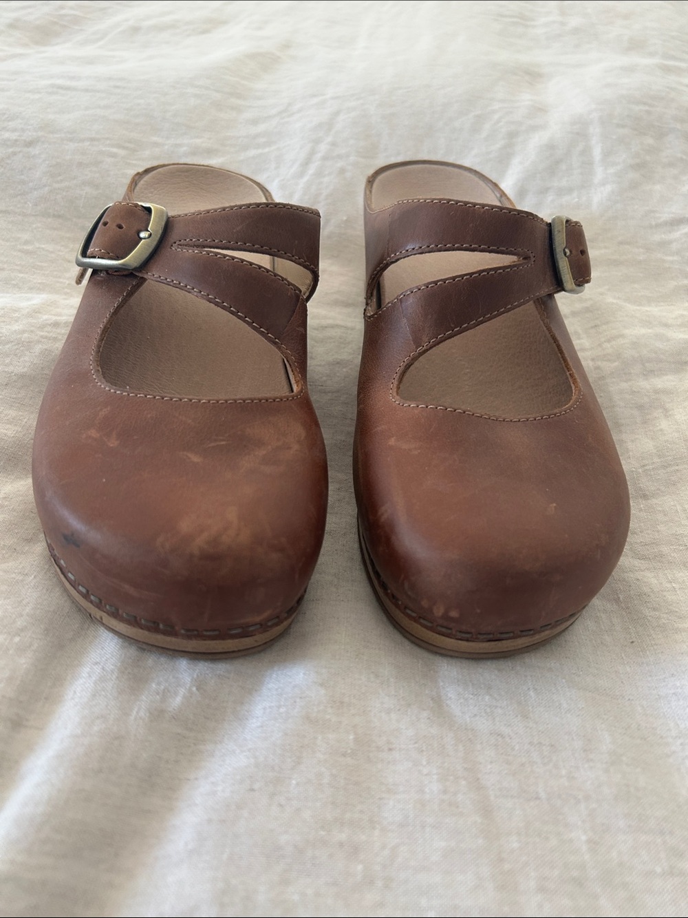 Dansko Brown Leather Mary Jane Clogs with Buckle - Picture 6 of 8